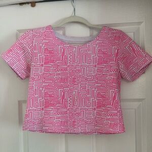 Pink Geometric Crop Top